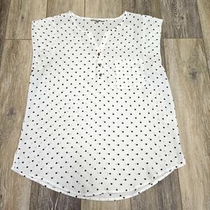 Daisy Mae Semi Sheer Heart Cap Sleeve Relaxed Fit Blouse Women's Medium White